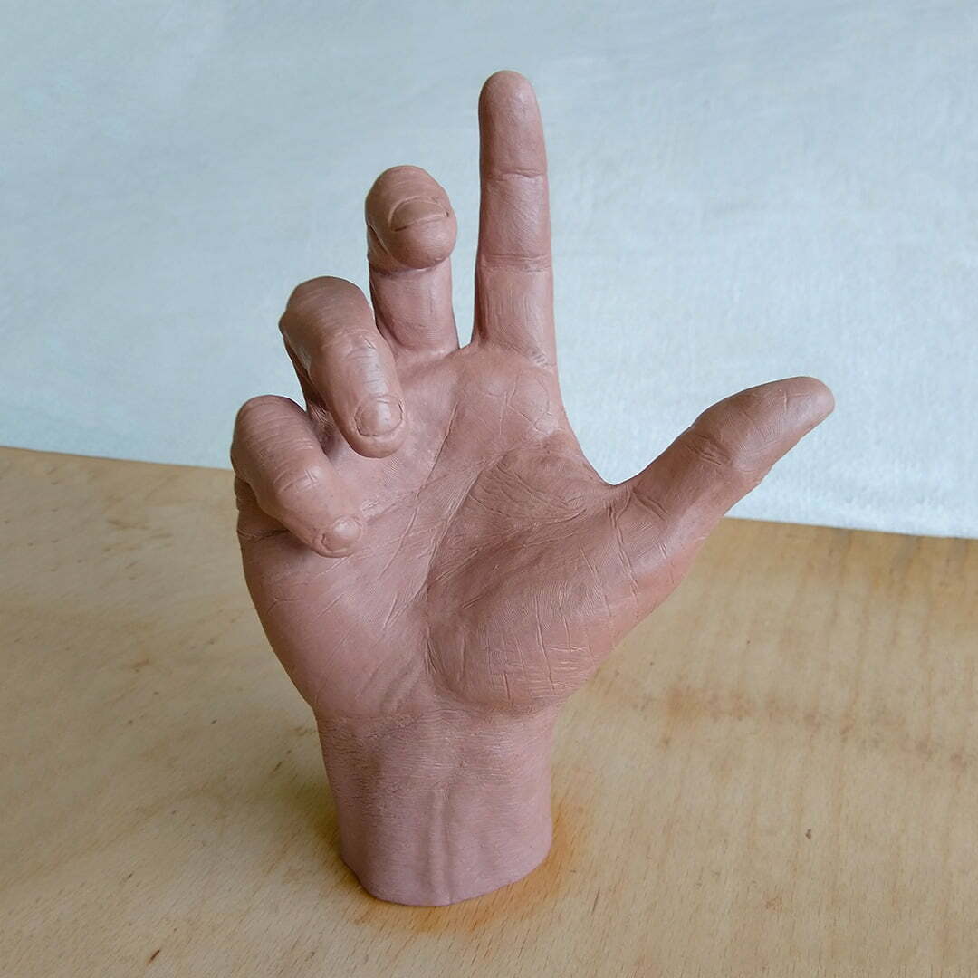 Front of Hand Sculpture Study using Monster Clay by Roy Nottage